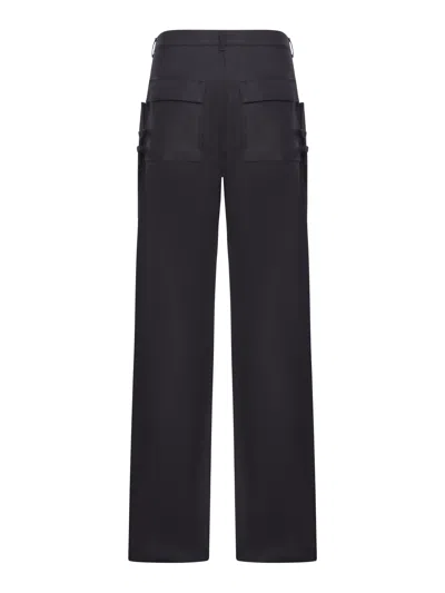 Rick Owens Stefan Flared Grain De Poudre Wool Cargo Trousers In Black