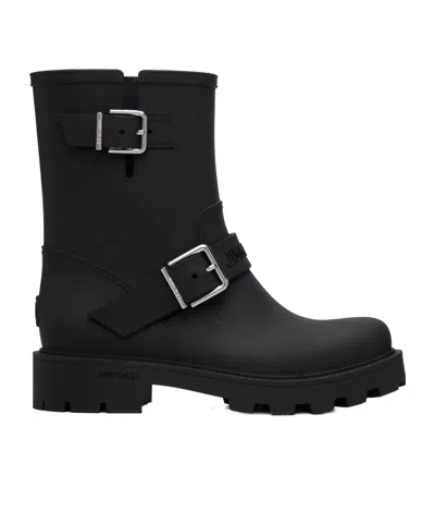 Jimmy Choo Biker Rain Black Tpu Rain Boots Black 42 In Multi
