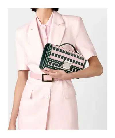 Roger Vivier Rectangular Woven Clutch Bag With Silver-tone Clasp In Multi