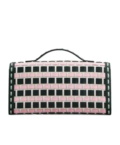 Roger Vivier Rectangular Woven Clutch Bag With Silver-tone Clasp In Multi