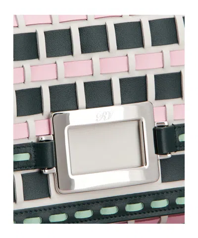 Roger Vivier Rectangular Woven Clutch Bag With Silver-tone Clasp In Multi