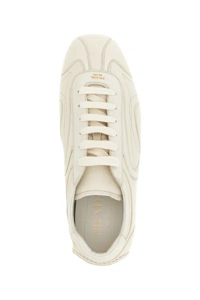 Prada Mens Neutral Montecarlo Re-edition 2005 Antiqued Leather Low-top Trainers Eur 42.5 / 8.5 Uk