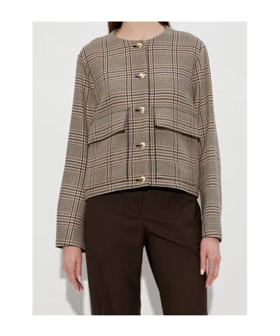 Paul Smith Check-pattern Buttoned Jacket In Brown