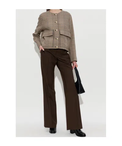Paul Smith Check-pattern Buttoned Jacket In Brown
