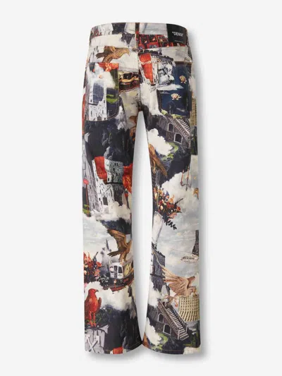 Off-white Flared Print Jeans In Multi