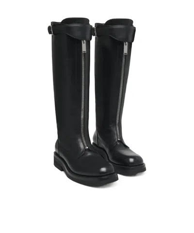 Alexander Mcqueen Countryside Zip-detailed Buckle Knee Boots In Black