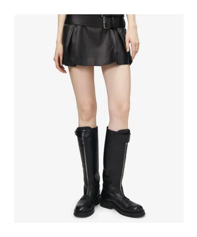 Alexander Mcqueen Countryside Zip-detailed Buckle Knee Boots In Black