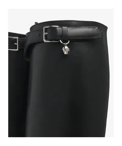 Alexander Mcqueen Countryside Zip-detailed Buckle Knee Boots In Black