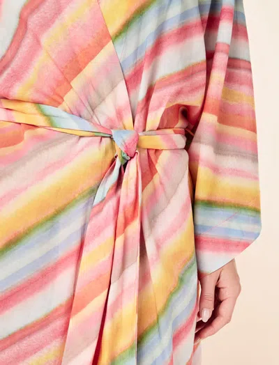 Papinelle Sophie Stripe Maxi Kimono Robe In Multi