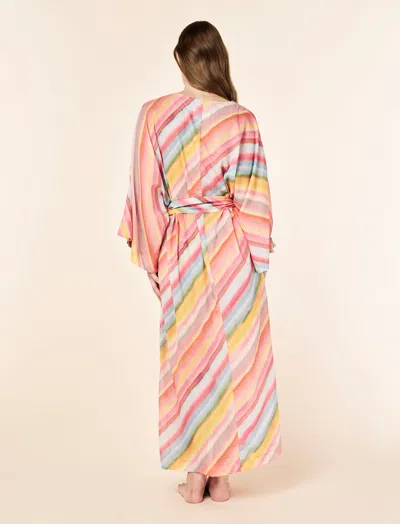 Papinelle Sophie Stripe Maxi Kimono Robe In Multi