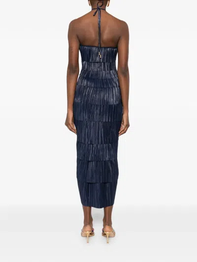 Cult Gaia Patrizia Halter-neck Pleated Midi Dress In Blue