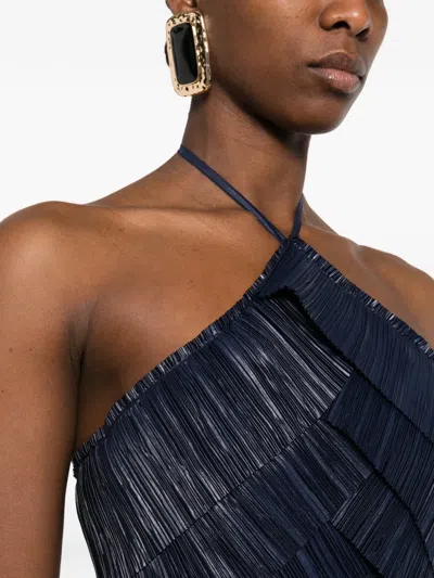 Cult Gaia Patrizia Halter-neck Pleated Midi Dress In Blue