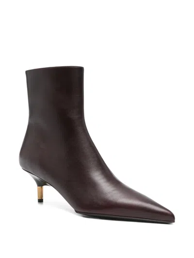 Khaite Bella 55 Leather Ankle Boots In Multi