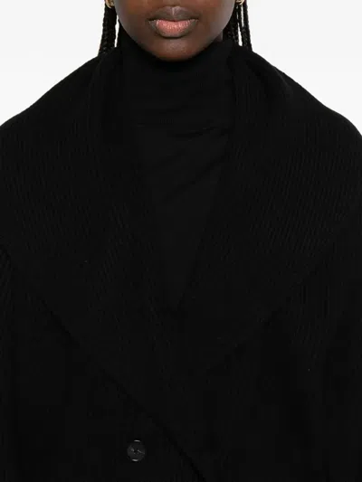 Totême Toteme Wool Knit Scarf-lapel Cardigan With Double-breasted Design In Black