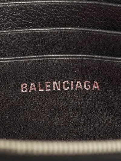 Pre-owned Balenciaga Triangular Leather Pouch In Black