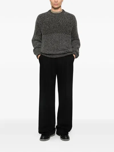 Canali Embroidered Wool Blend Sweater In Gray
