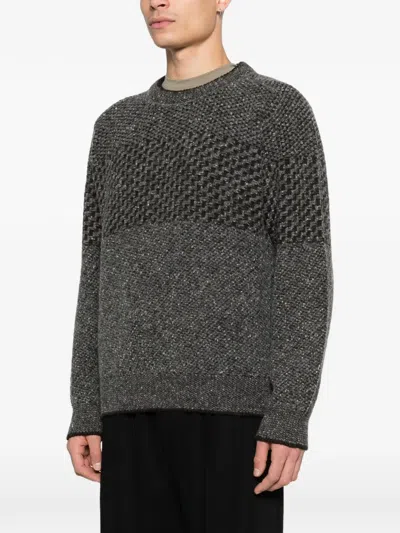 Canali Embroidered Wool Blend Sweater In Gray