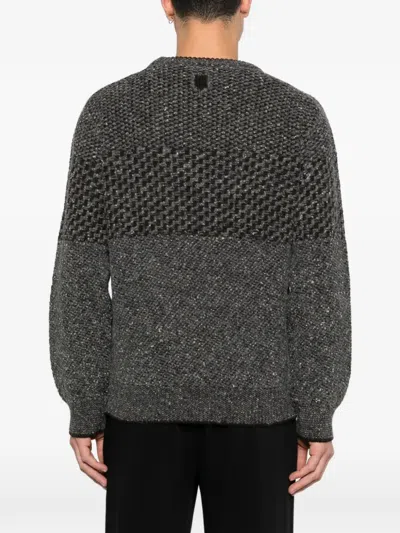 Canali Embroidered Wool Blend Sweater In Gray