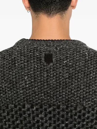 Canali Embroidered Wool Blend Sweater In Gray