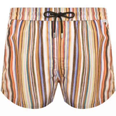 Paul Smith Straight-leg Mid-length Striped Recycled Swim Shorts In Multi