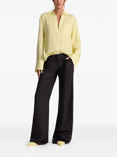 Alice And Olivia Finely Oversized Striped Shirt In Yellow