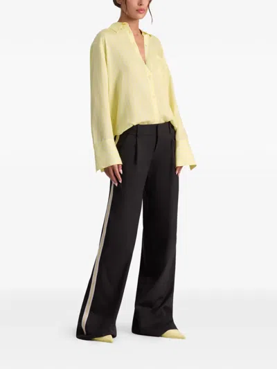 Alice And Olivia Finely Oversized Striped Shirt In Yellow