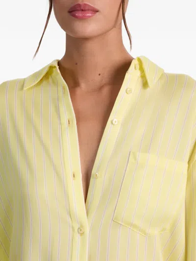 Alice And Olivia Finely Oversized Striped Shirt In Yellow