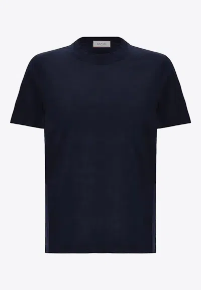 Canali Short-sleeved Crewneck T-shirt In Blue