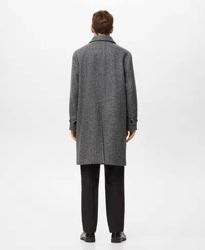 Mango Herringbone Coat In Gray