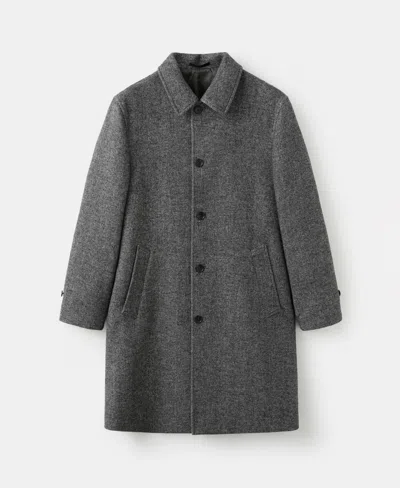 Mango Herringbone Coat In Gray
