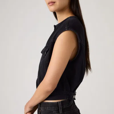 Levi's Collarless Buttoned Vest In Black