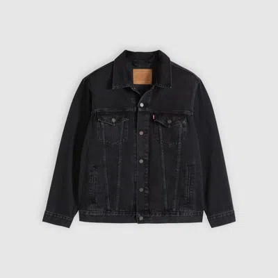 Levi's Relaxed Fit Faux Shearling Lined Denim Trucker Jacket In Black