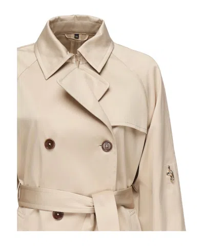 Fay Double-breasted Belted Coat In Neutral