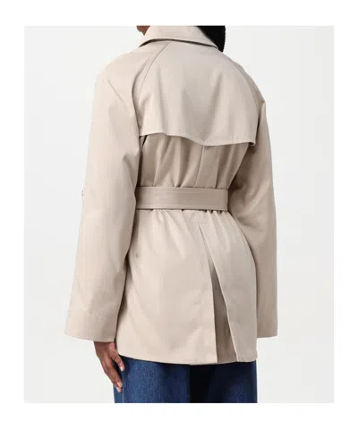 Fay Double-breasted Belted Coat In Neutral