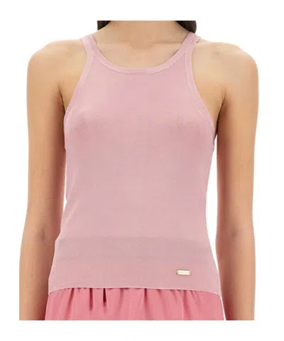 Tom Ford Pink Solid Round Neck Top In Pink
