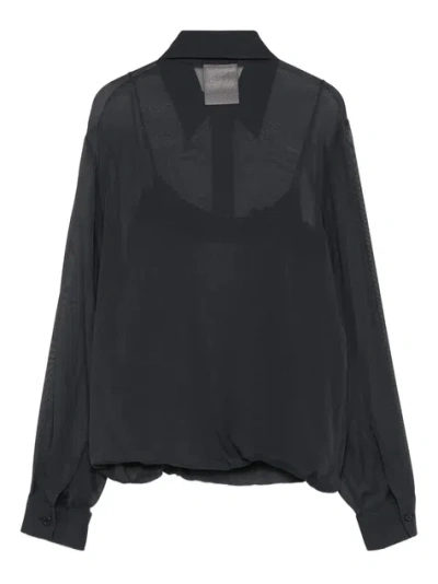 Semicouture Buttoned Long-sleeve Top In Black