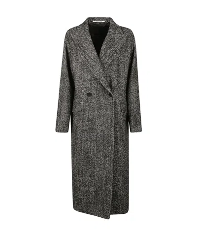 Tagliatore Herringbone-pattern Linden Coat In Black