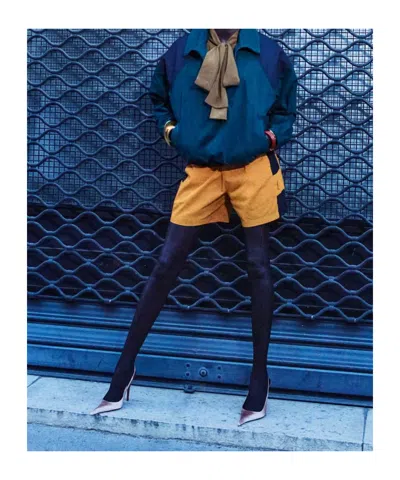 Saint Laurent Cassandre Bicolor Cotton Serge Bermuda Shorts In Multi