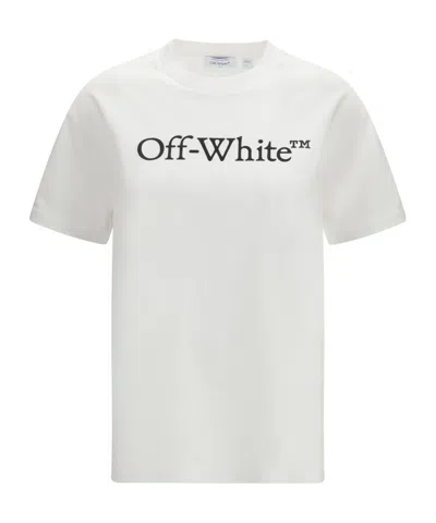 Off-white Relaxed Fit Cotton Tee With Oversized Logo In White