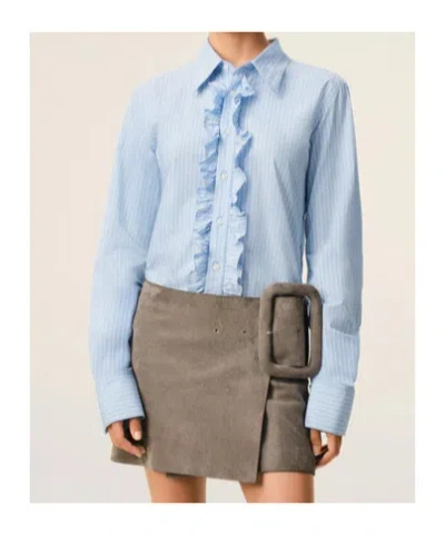 Ami Alexandre Mattiussi Ami Paris Ami Paris Ruffled Cotton Poplin Shirt In Gray