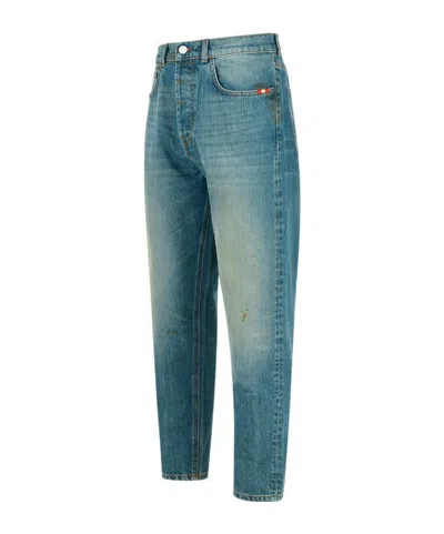 Amish Button-fly Five-pocket Jeans In Blue