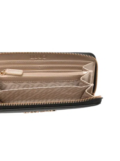 Liu •jo Liu Jo Black Leather Wallet In Yellow
