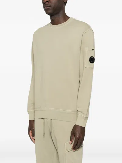 C.p. Company C.p.company Crew Neck Sweatshirt With Logo Patch In Green