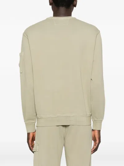 C.p. Company C.p.company Crew Neck Sweatshirt With Logo Patch In Green