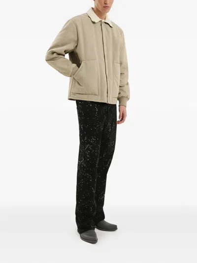 1989 Studio Padded Canvas Jacket Shearling Collar In Brown