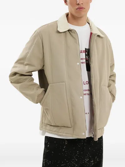 1989 Studio Padded Canvas Jacket Shearling Collar In Brown