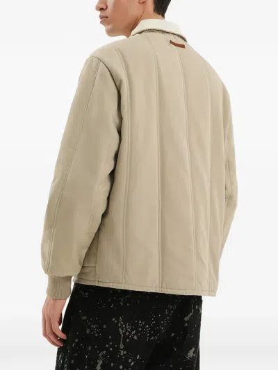 1989 Studio Padded Canvas Jacket Shearling Collar In Brown