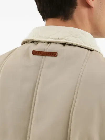 1989 Studio Padded Canvas Jacket Shearling Collar In Brown