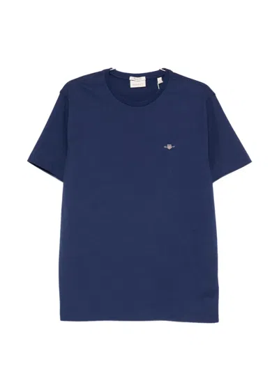 Gant Mens Regular Fit Short Sleeve Shield Logo T-shirt In Blue