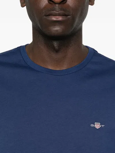 Gant Mens Regular Fit Short Sleeve Shield Logo T-shirt In Blue